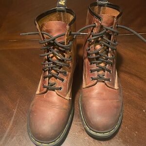 Dr. Martens Brown Leather Lace-Up Work Boots with Black Laces